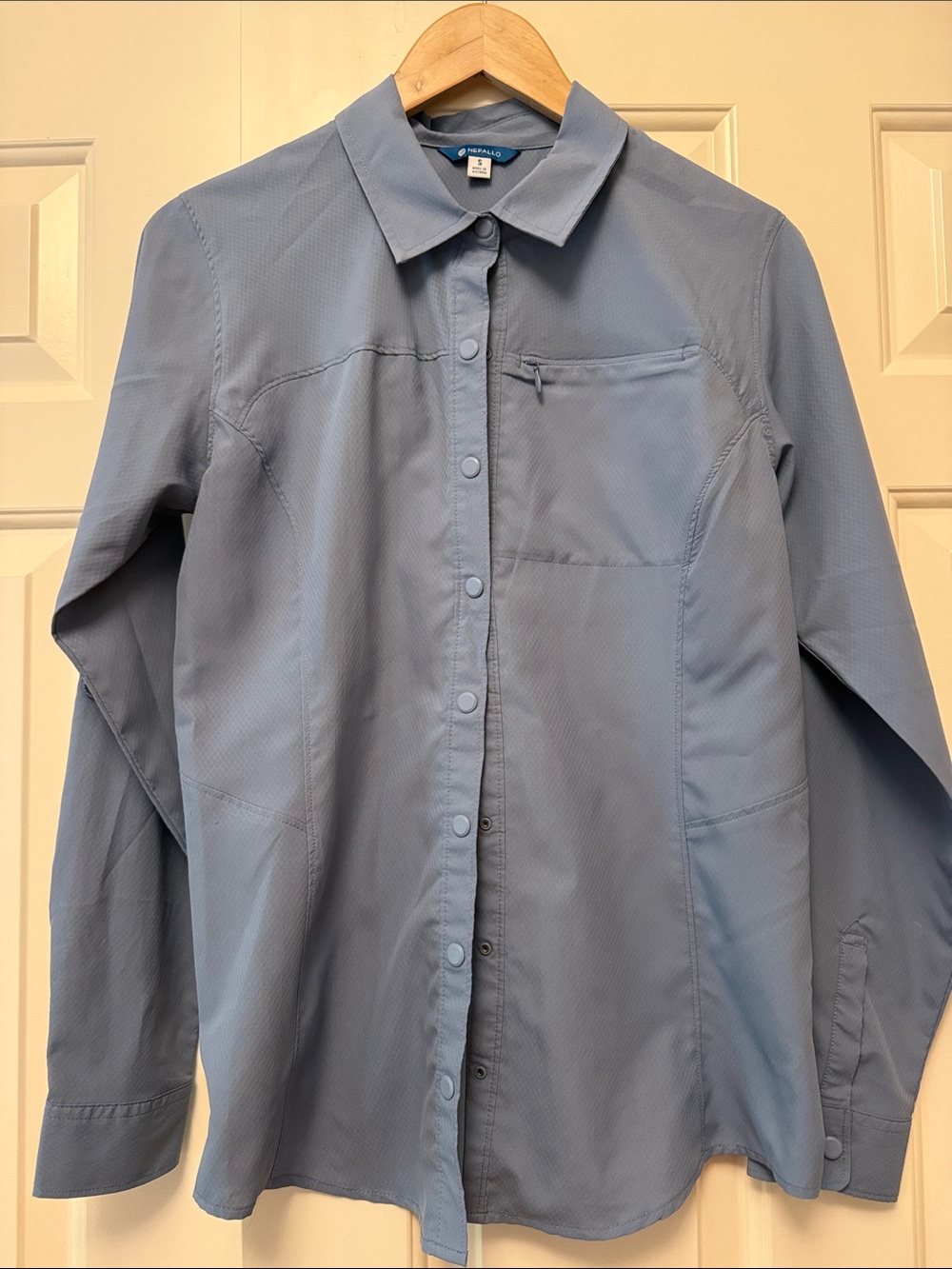 Men's Light Blue Button-Front Utility Shirt Jacket